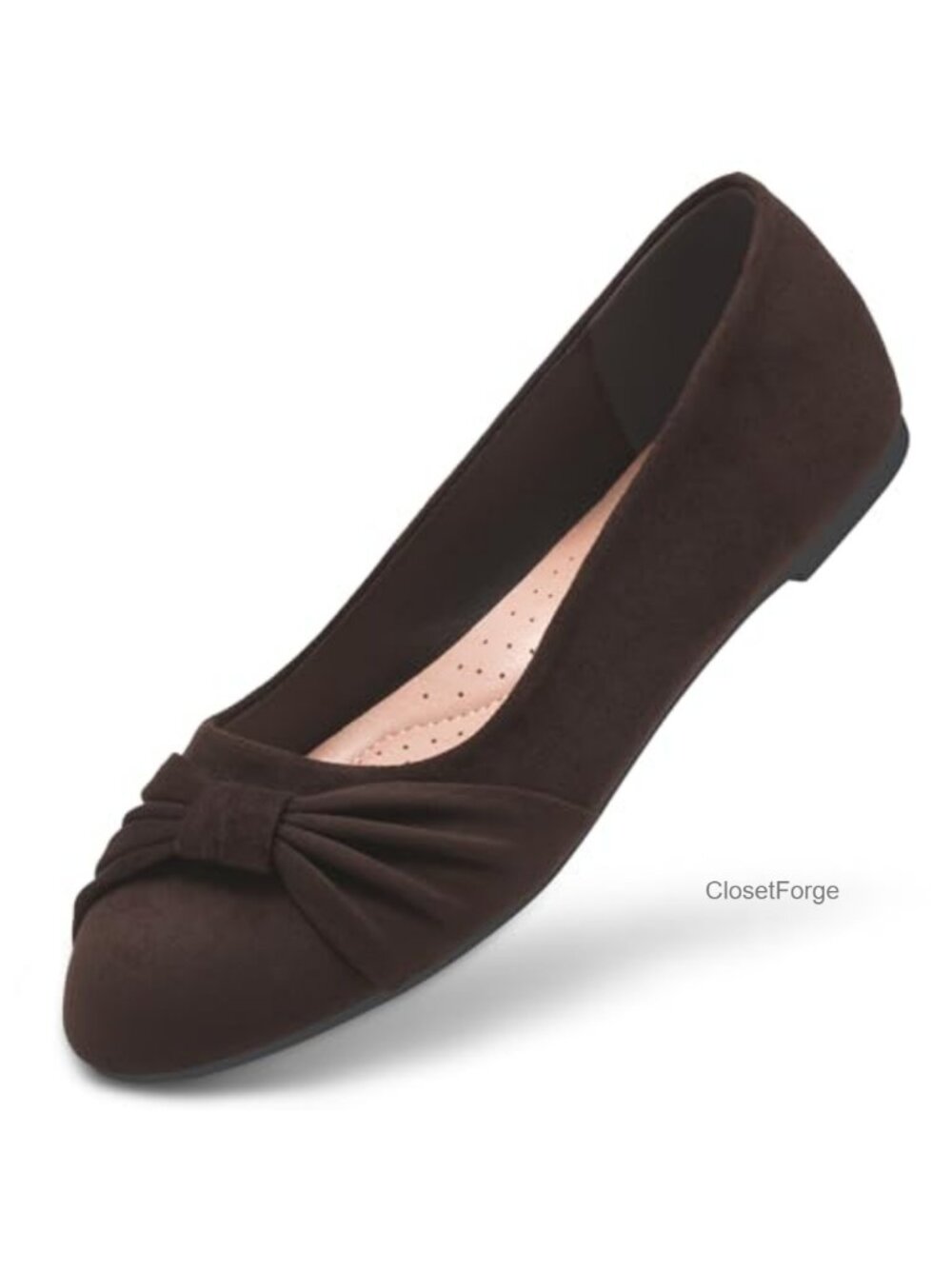 Faux Suede Ballet Flats Women Slip On Round Toe Comfort Work Shoes